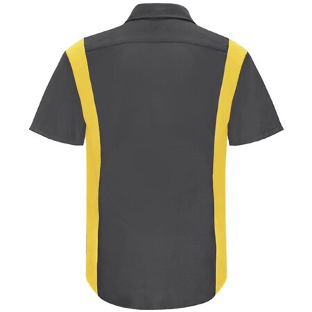 Workwear Outfitters Men's Short Sleeve Perform Plus Shop Shirt w/ Oilblok Tech Charcoal/Yellow, XL SY42CY-SS-XL